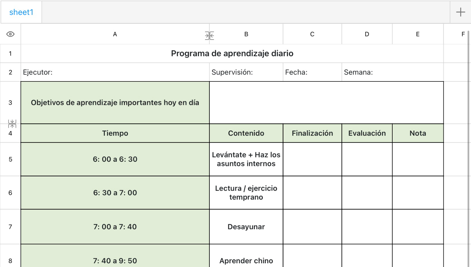 Programa de aprendizaje diario